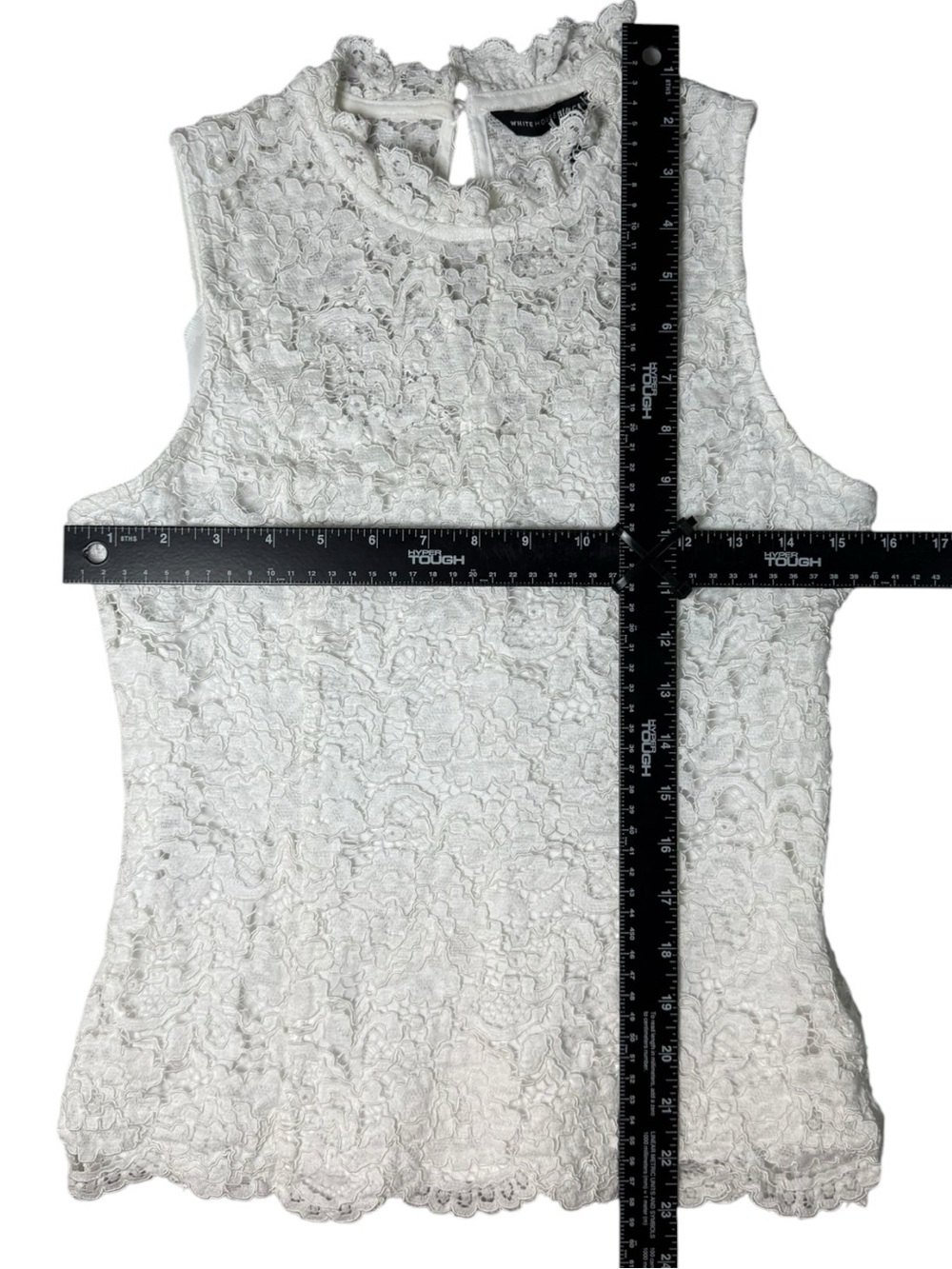 White House Black Market White Lace Sleeveless Mock Neck Top - Picture 9 of 10